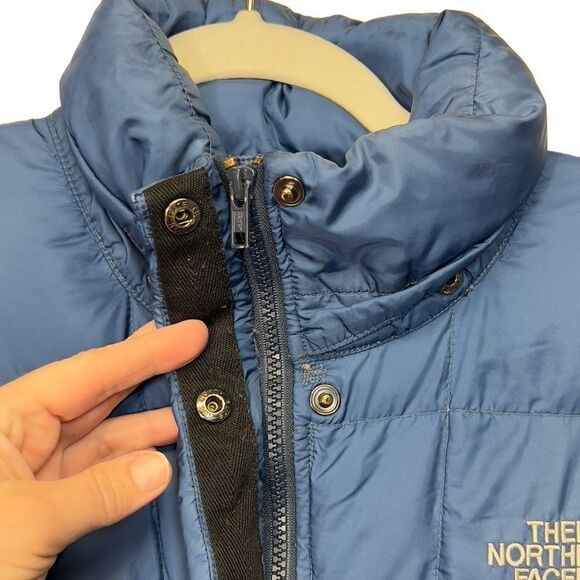The North Face Down Puffer Jacket Women Blue Long Quilted Parka Small FLAWED - Picture 5 of 16